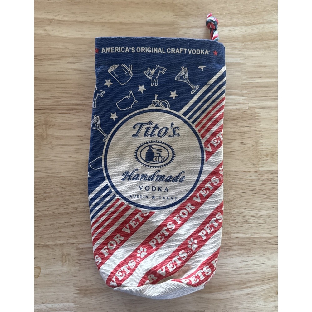 Tito's Vodka "Pets for Vets"  Canvas Drawstring Bottle Bag NEW- Austin Texas